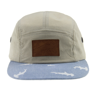Προσαρμοσμένη εκτύπωση Corduroy Snapback καπέλο με επίπεδη κορυφή και δερμάτινο ιμάντα