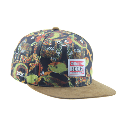 Προσαρμοσμένη εκτύπωση κατασκήνωση Snapback 5 Πίνακα Καπάκι με Suede Visor / δερμάτινο ιμάντα