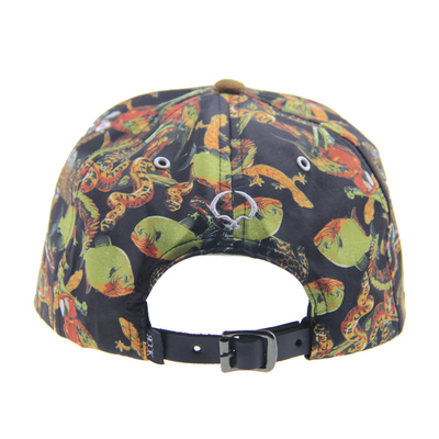 Προσαρμοσμένη εκτύπωση κατασκήνωση Snapback 5 Πίνακα Καπάκι με Suede Visor / δερμάτινο ιμάντα