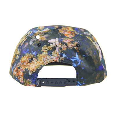 100% πολυεστέρα 7 Panel Snapback Custom Camp Hat με δερμάτινο λογότυπο στο εμπρός
