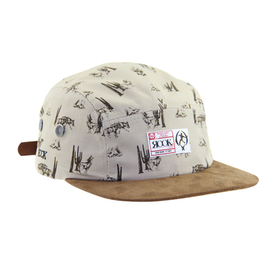 Καπέλα κατασκήνωσης Suede Peak 5 Panel με στέμμα εκτύπωσης υπολίμασης και δερμάτινο λουρί