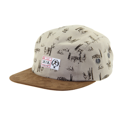 Καπέλα κατασκήνωσης Suede Peak 5 Panel με στέμμα εκτύπωσης υπολίμασης και δερμάτινο λουρί