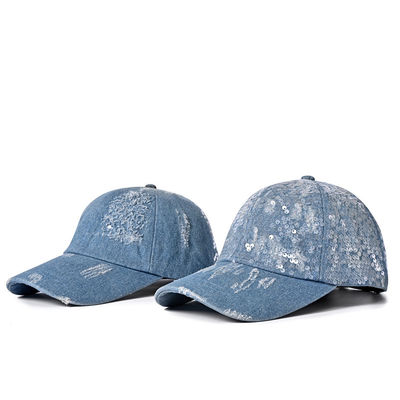 Μπλε κεντητική 55cm καπέλων του μπέιζμπολ υφάσματος τζιν cOem Twill βαμβακιού