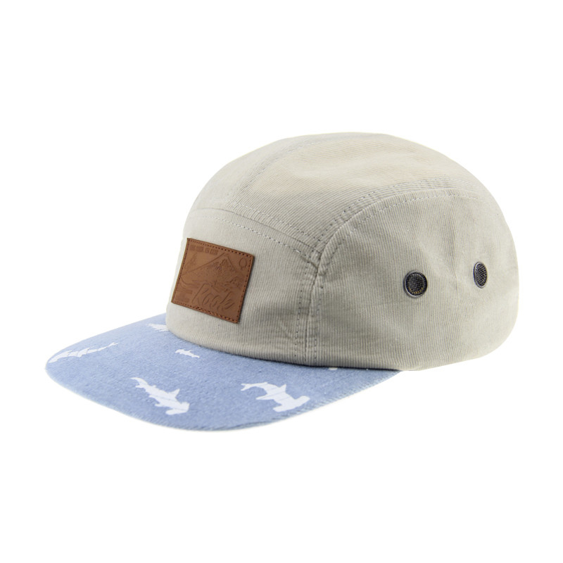 Προσαρμοσμένη εκτύπωση Corduroy Snapback καπέλο με επίπεδη κορυφή και δερμάτινο ιμάντα
